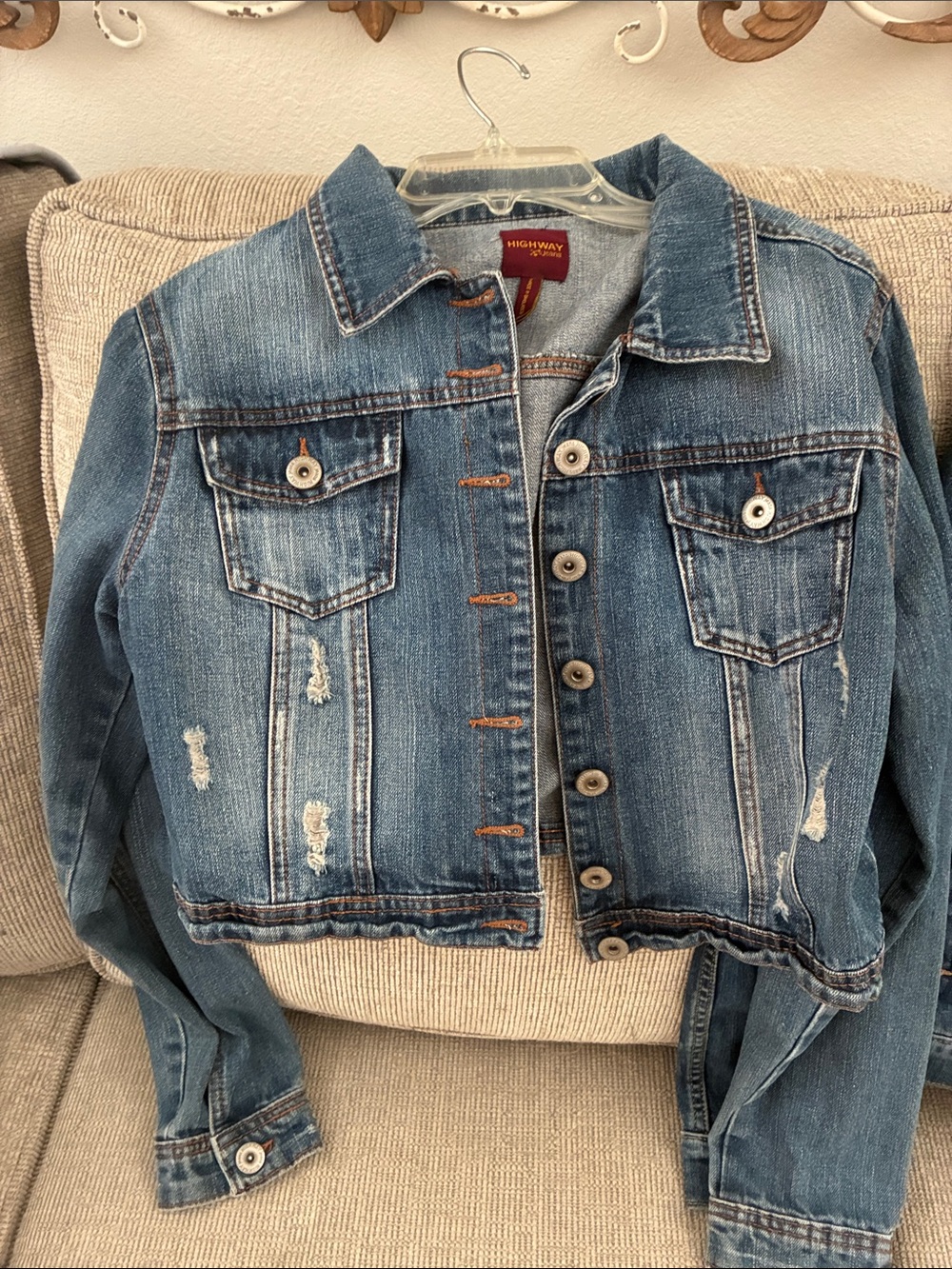 Highway Jeans Medium Blue Distressed Denim Jacket
